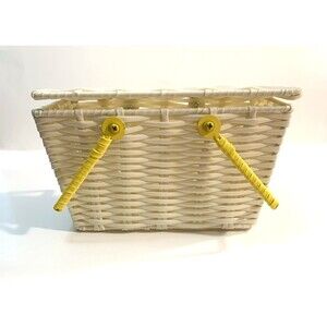Empty Beekman 1802 White Gift Basket Yellow Handles